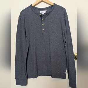 Men's Long Sleeve Ribbed Henley Tee - Large